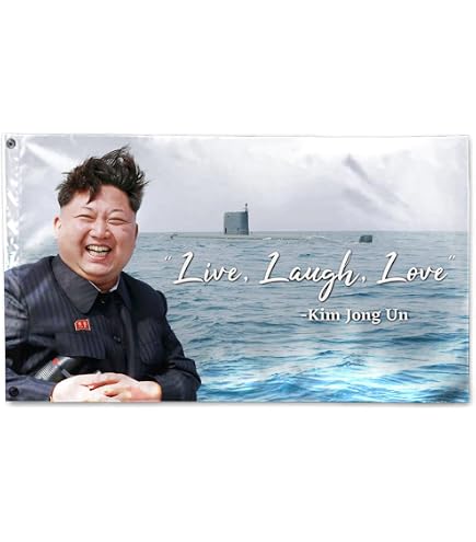 Bandiera ENMOON 3x5 Ft Kim Jong Un Live Laugh Love – Striscione In Poliestere 150D, Colori Vivaci