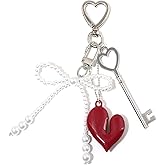 SORGERLY Heart Bow Charm Keychain - Y2K Key Chain, Cute Bag Purse Charms for Handbags Accessories - Jewelry Gift for Women