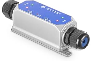 MokerLink IP67 External 2 Port Gigabit PoE Extender, IEEE 802.3 AF/AT/BT 90W Repeater, 10/100/1000Mbps, 1 PoE In 1 Out, Metal