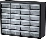 Akro-Mils 10124 24-Drawer Plastic Storage Cabinet Black 50.8 W x 16 D x 40.6 H