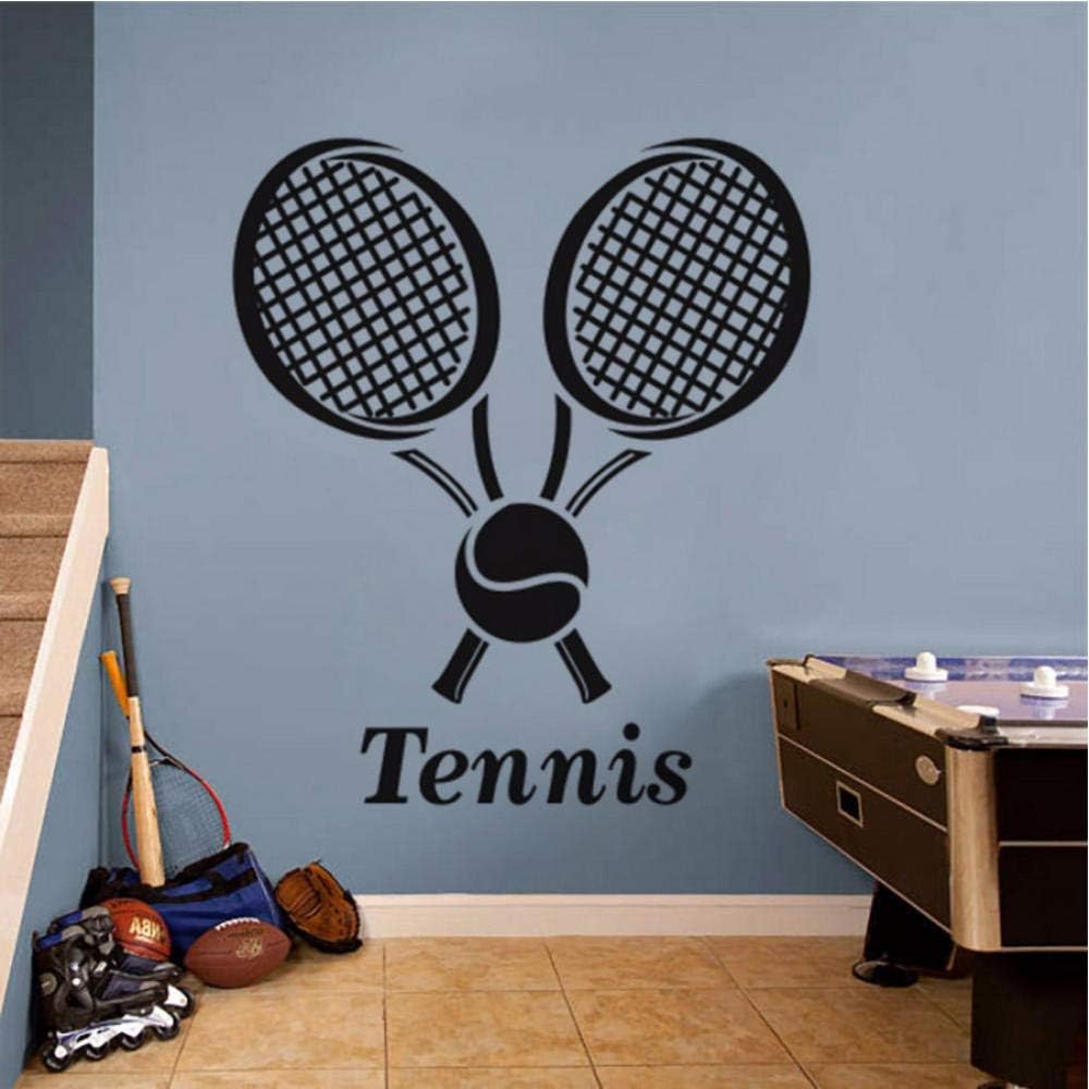 Amazon テニスクラブのロゴウォールステッカージムスポーツインテリア装飾テニスボールビニール壁デカール取り外し可能なテニスラケットステッカー42x49 Cm ウォールステッカー オンライン通販