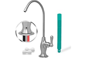Metpure Airgap RO Faucet With 3-Connection Ports. Reverse Osmosis Drinking Water Filtration System Water Dispenser (Brushed Nickel) With Pre-inserted Tubing and Install Tool. Vase Style. NSF Certified