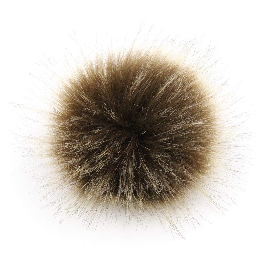 Furling Pompoms DIY 12pcs Faux Fox Fur Fluffy Pompom Ball for Knitting Hats,Bags,Keychains,Shoes 3.9 inches (Brown)