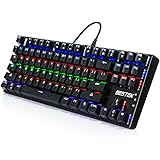 Gaming Keyboard, BESTEK Chroma Backlit Clicky Mechanical Keyboard with Blue Switch, 87 Anti-ghosting Keys