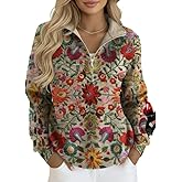 TIAFORD Women's Christmas Elements Long Sleeve Half Zip Up Sweatshirt Plus Size 2025 Xmas Holiday Loose Fit Pullover Tops
