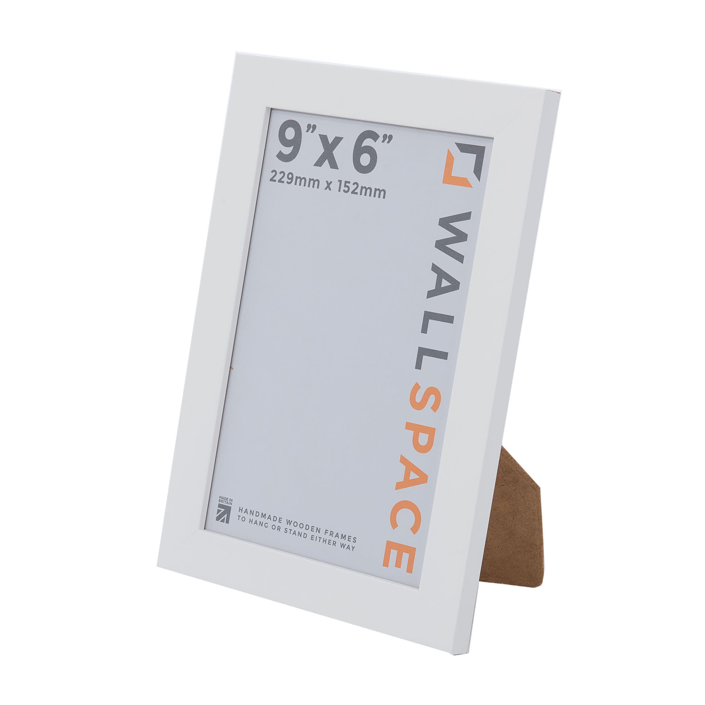 Wall Space 9x6 White Picture Frame | White 6x9 Photo Frame | 9 x 6 inch | 229x152mm | 22.9x15.2cm | Solid Wood Wooden with Real Glass | Handmade in UK — image 1