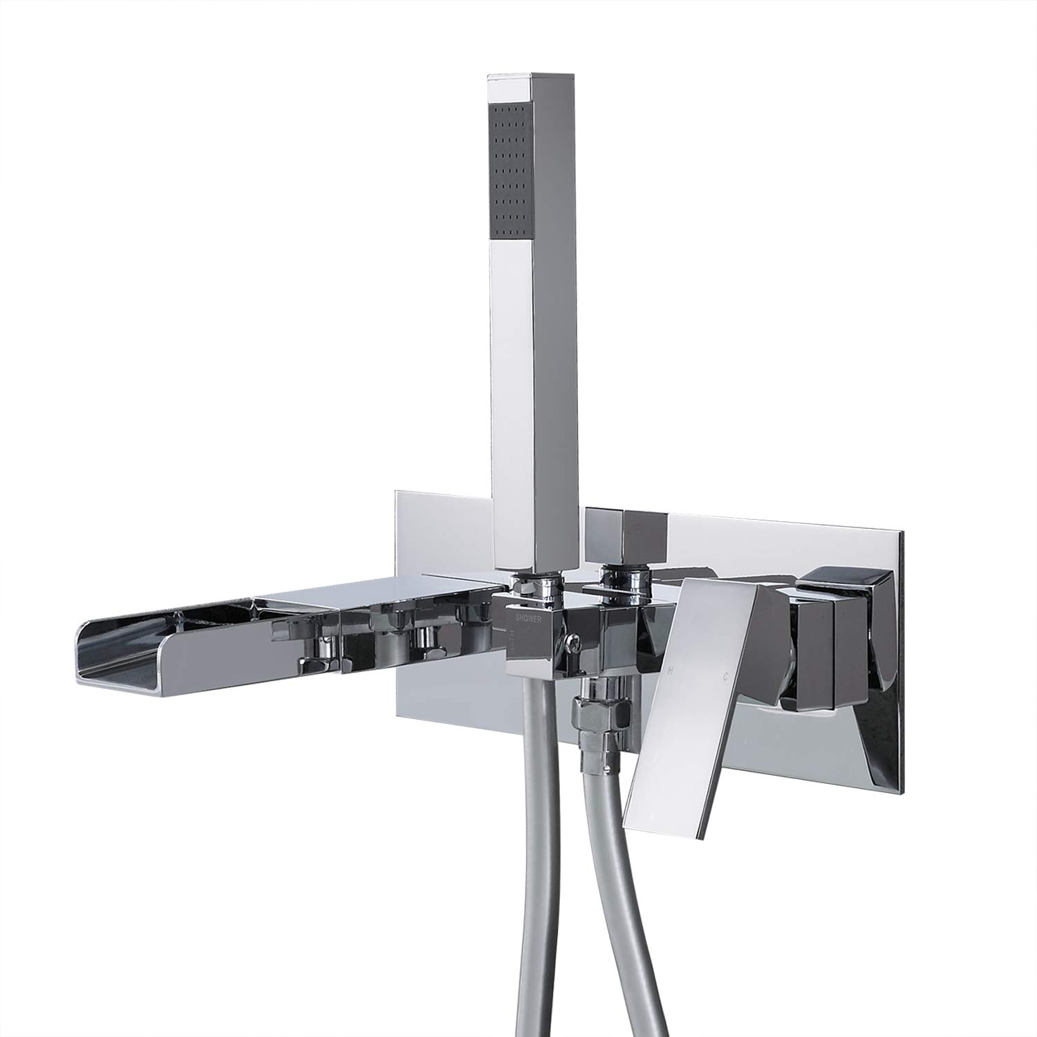 Jiayoujia Waterfall Wall Mount Bathtub Faucet With Handheld Shower In Polished Chrome Single Handle Bathroom Faucet Hand Sprayer Included Leadless Solid Brass Buy Online In Aruba At Aruba Desertcart Com Productid 53282432