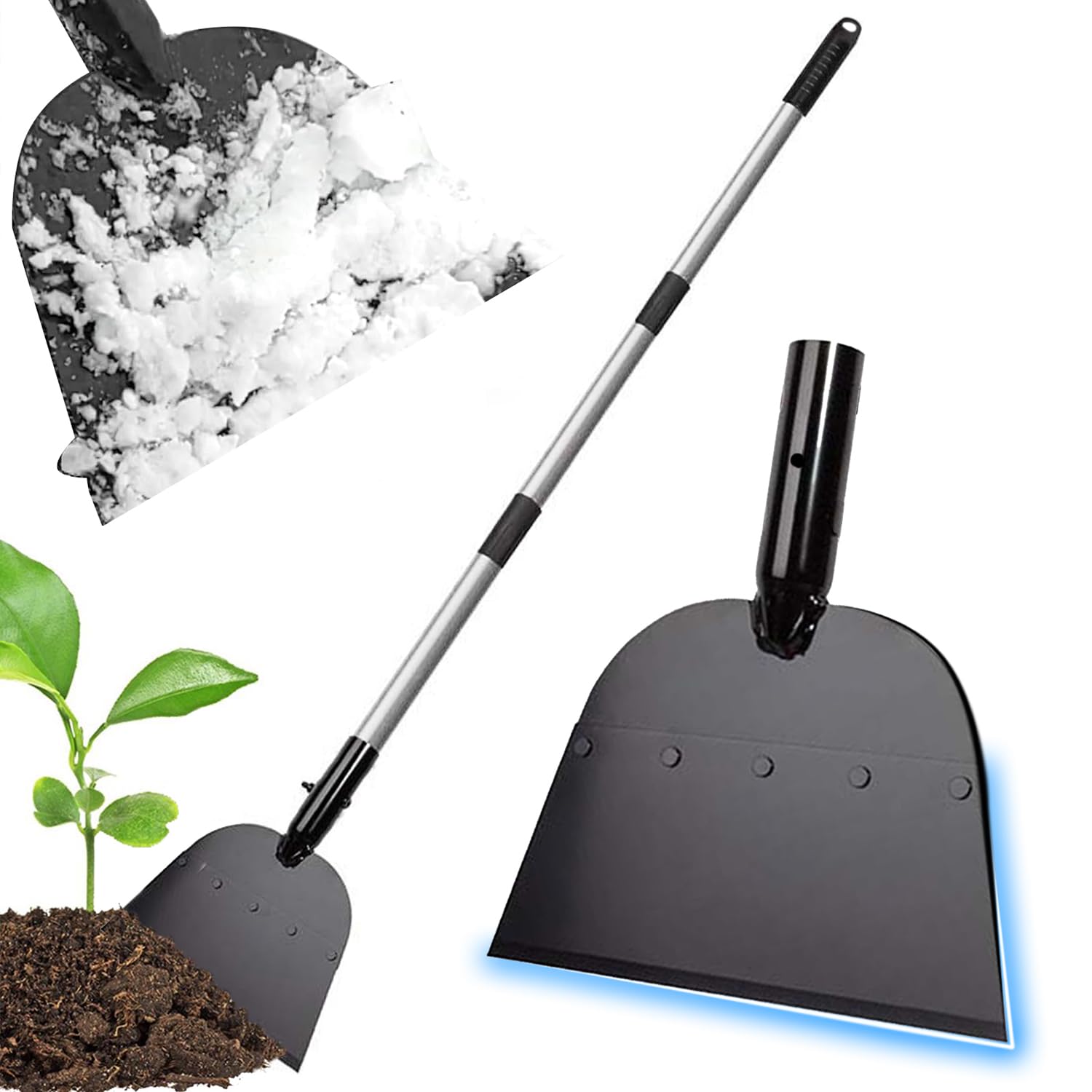Sadodo Snow Shovel,Multifunctional Cleaning Gardening Weeding Tool,for Outdoor Garden Ice Scraper,56 Inch Long Handle,Flat Steel Shovel for Landscaping,Farming