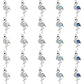 WADORN 25pcs Flamingo Rhinestone Charms 5 Colors Cute Crystal Flamingo Pendants for Jewelry Making Charms for Bird Necklace Bracelet Earring Keychain Jewelry Making Accessories Decoration, 15x32.5mm