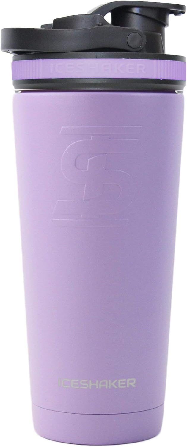 Ice Shaker Stainless Steel Insulated Water Bottle Protein Mixing Cup (As seen on Shark Tank) | Gronk Shaker | 26 Oz (Lilac)