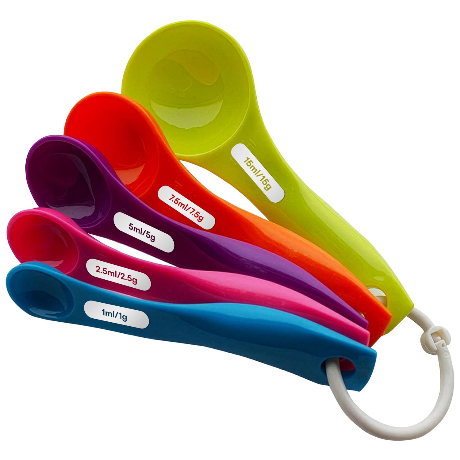 NPOW Measuring Spoons Set- Tablespoon Measuring Spoon, Flour Scoop, Spice Spoon, Plastic Scoop, Mini Spoons, Reusable Teaspoon Measuring Spoons Scoops for Powder, 1g-15ml (5pcs)