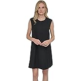 DKNY Women's Sleeveless Jewel Neck Zipper Front Unlined Mini Dress
