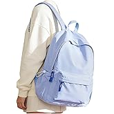 School Backpack for Teen Girls,Simple School Book Bag Waterproof High School Backpack for Boys Middle Student Bookbag College Backpack for Women Men Casual Daypack Travel Aesthetic Backpacks Blue