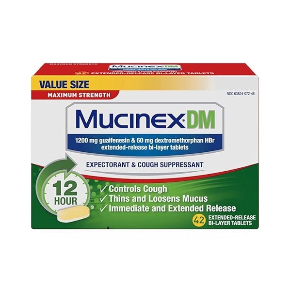 MUCINEX DM 12 HR MAX STRENGTH EXPECTORANT & COUGH SUPPRESSANT TABLETS, 42CT,