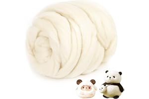 BIGGUN Natural Wool Roving - 8.8 oz Fibre Yarn Roving Needle Felting Wool Hand Spinning for Beginners - Beige