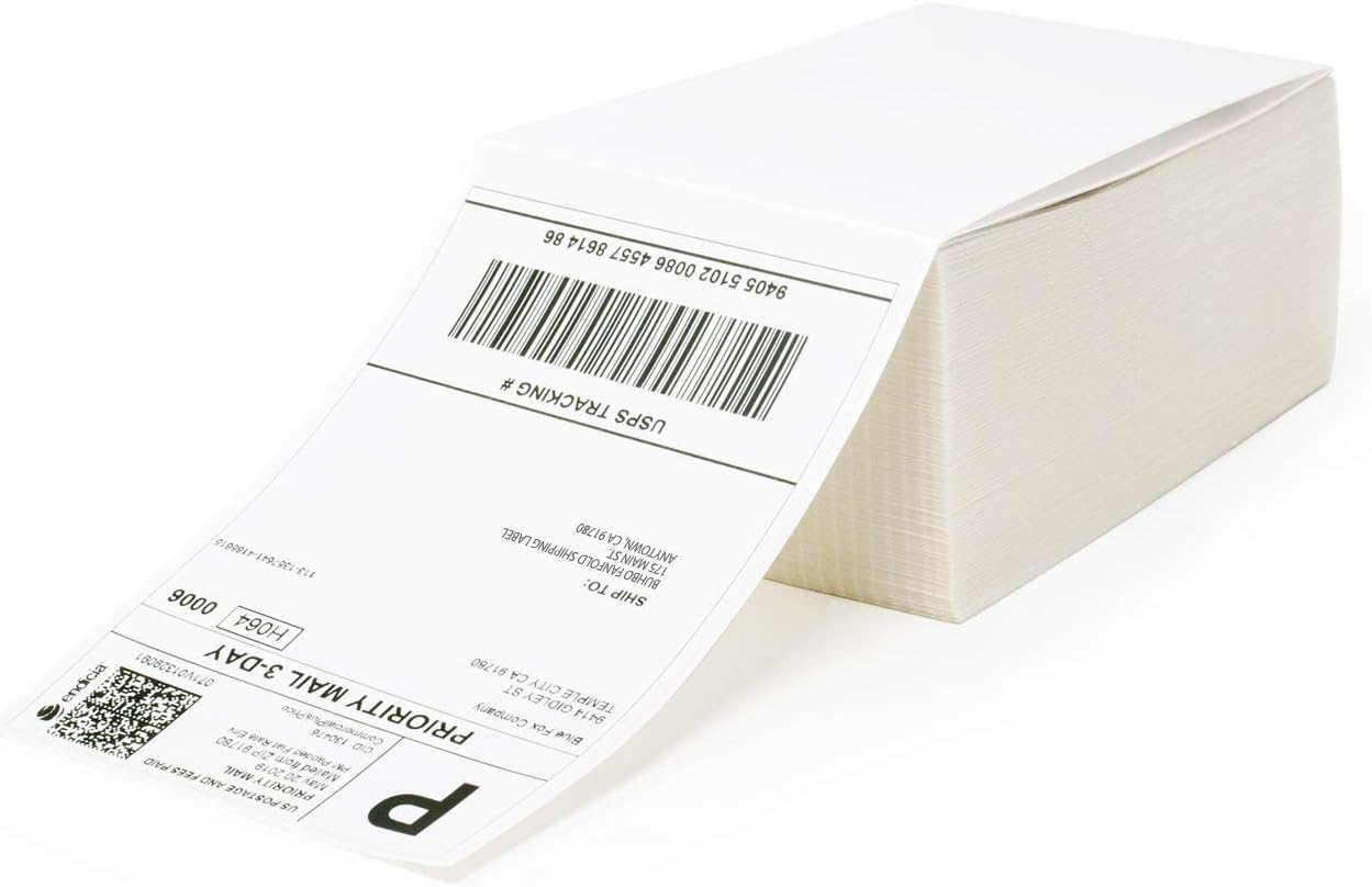Buhbo 4" x 6" Direct Thermal Shipping Label (500 Fanfold Labels) - Rollo Compatible : Office Products