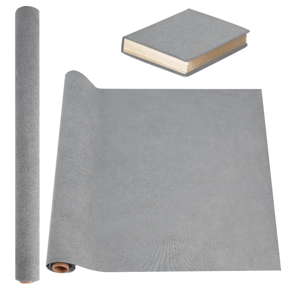 OLYCRAFT 100x43cm Book Binding Cloth Gray Bookcover Imitation Leather Surface with Paper Backed Books Cloth DIY Book Cloths Protective Cover for Books Binding Scrapbooking Album DIY Crafts