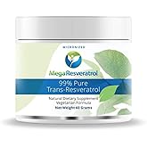 Mega Resveratrol Powder, Pharmaceutical Grade, 99% Pure Micronized Trans-Resveratrol, 60 Grams Powder, Purity Certified. Excipients Free.