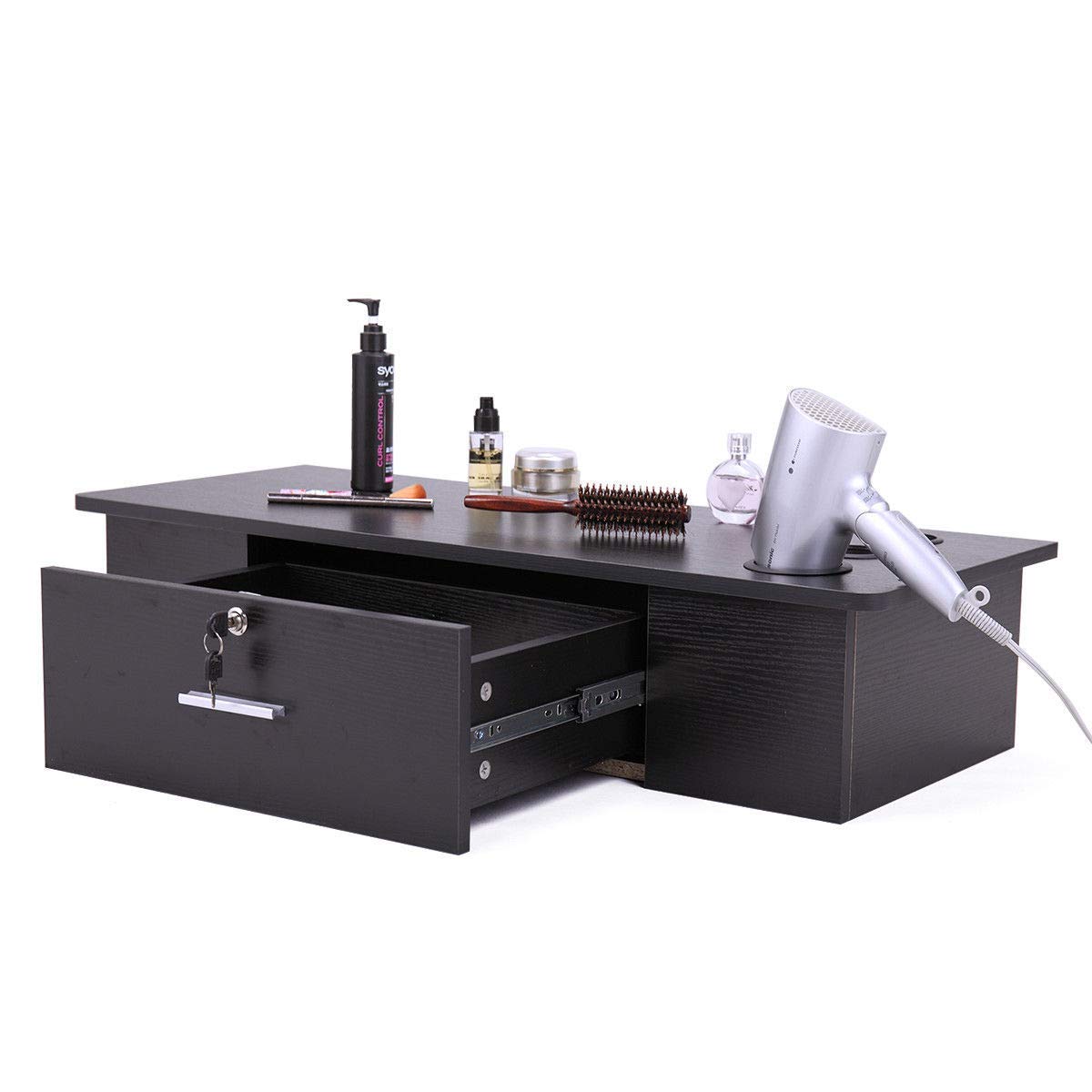 Black Salon Classic Wall Mount Styling Station Beauty Salon Spa Locking Cabinet: Beauty