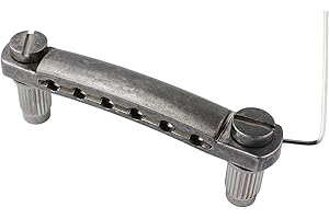Guyker Guitar Tune-O-Matic Tailpiece Stop Bar with Studs - Bridges Parts Replacement for LP SG Style 6 String Electric Guitar (GS001, Relic)