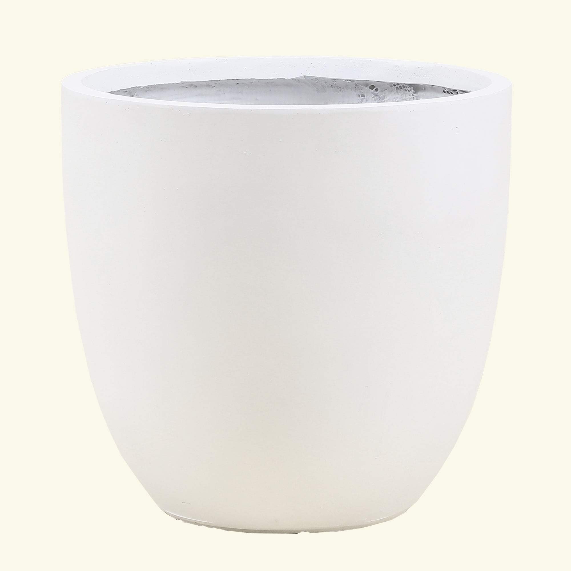 Winsome House Grey Round Stone Finish Planter White Small