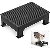 Large Litter Box Step for Cats, Automatic Litter Box Ramp with Double Layer | Extra Wide 16.5" x 12.6" Step, Double-Layer Litter Catcher, Adjustable 3.5" &amp; 6" Height, Non-Slip for Senior Cats &amp; Kittens