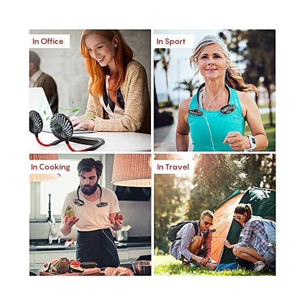 GOAMZ Lazy Neck Fan USB Portable Mini Wearable Neckband Fan with Led Light Dual Neck Flexible for Face,Aromatherapy for…