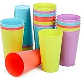 Pumtus 24 Pack Plastic Tumbler Cups, 13 OZ Unbreakable Water Drinking Cups, Colored Reusable Nesting Beverage Cups for Parties, BBQ Picnics, Smoothies, Juice, Stackable, Assorted Colors