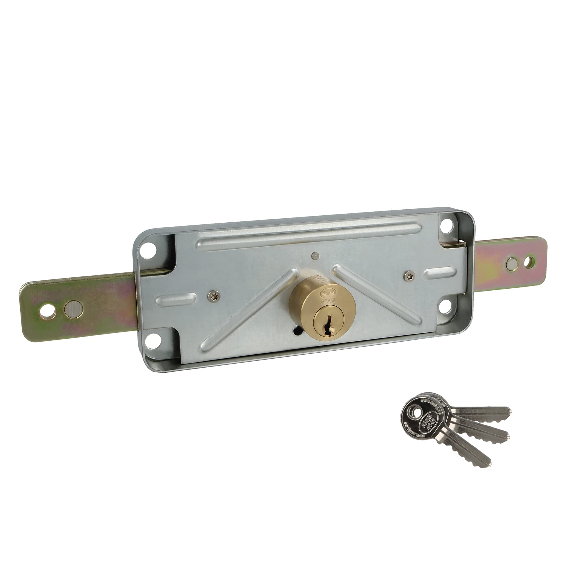 Amig - Metal Lock for Roller Blinds | 15mm Cylinder | Includes 3 Nickel-Plated Brass Keys | Zinc-Plated Steel | Window Locks, Door Lock Plate, X Home, Zinc-Plated, 15mm, Steel — image 1