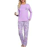 ENJOYNIGHT Womens Pajama Set Long Sleeve Pjs Two Piece Sleepwear Plaid Pant with Pockets