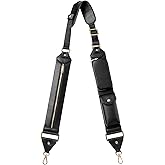 LUCKYCOIN Full Grain Leather Bag Strap Replacement,Adjustable Crossbody Shoulder Strap 46"-55" with Metal Swivel Hooks,Handmade Universal Replacement Strap for Purses Handbags Briefcases - Black