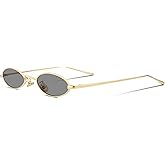 FEISEDY Vintage Small Sunglasses Oval Slender Metal Frame Candy Colors B2277