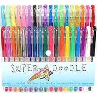 Super Doodle 36 Color Gel Pen Set - Artist Quality Gel Pens with Comfort Grip for Coloring and Crafts - Glitter, Metallic, Neon, and Pastel Colors