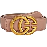 Aurolran Women's Fashion Classic Metal Buckle Leather Belt with Jeans Dress