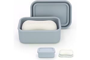 AIDIMMING Enhanced Leak-Proof Silicone Soap Case with Drainage Layer. Portable Travel Soap Container for Camping,Gym .Shatterproof Compact Bar Soap Holder (Light Gray)