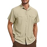 Men's Safari Hiking Fishing UPF 50+ UV Short Sleeve Button Shirt Lightweight Cooling Quick Dry Outdoor Sun Protection Shirts