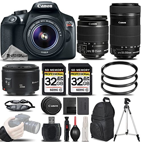 Canon EOS Rebel T6 Camera + Canon EF-S 18-55mm f/3.5-5.6 IS II Lens + Canon EF-S 55-250mm f/4-5.6 IS STM Lens + Canon EF 50mm f 1.8 II Lens - All Original Accessories Included - International Version Canon EOS Rebel T6 Camera + Canon EF-S 18-55mm f/3.5-5.6 IS II Lens + Canon EF-S 55-250mm f/4-5.6 IS STM Lens + Canon EF 50mm f 1.8 II Lens - All Original Accessories Included - International Version