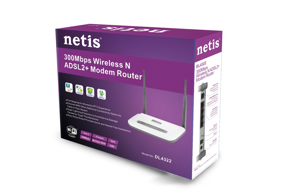 Netis DL4323 300Mbps High-Speed Wireless N ADSL2 and Modem Router Combo ...