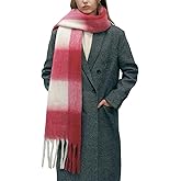 MININAI Women Chunky Plaid Scarf Oversized Big Grid Tassel Large Wrap Scarf Soft Fall Winter Thick Warm Shawl Scarves
