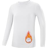 Runhit Youth Boys Compression Thermal Shirt Long Sleeve Quick Dry Fleece Undershirt Kids Baseball Football Base Layer