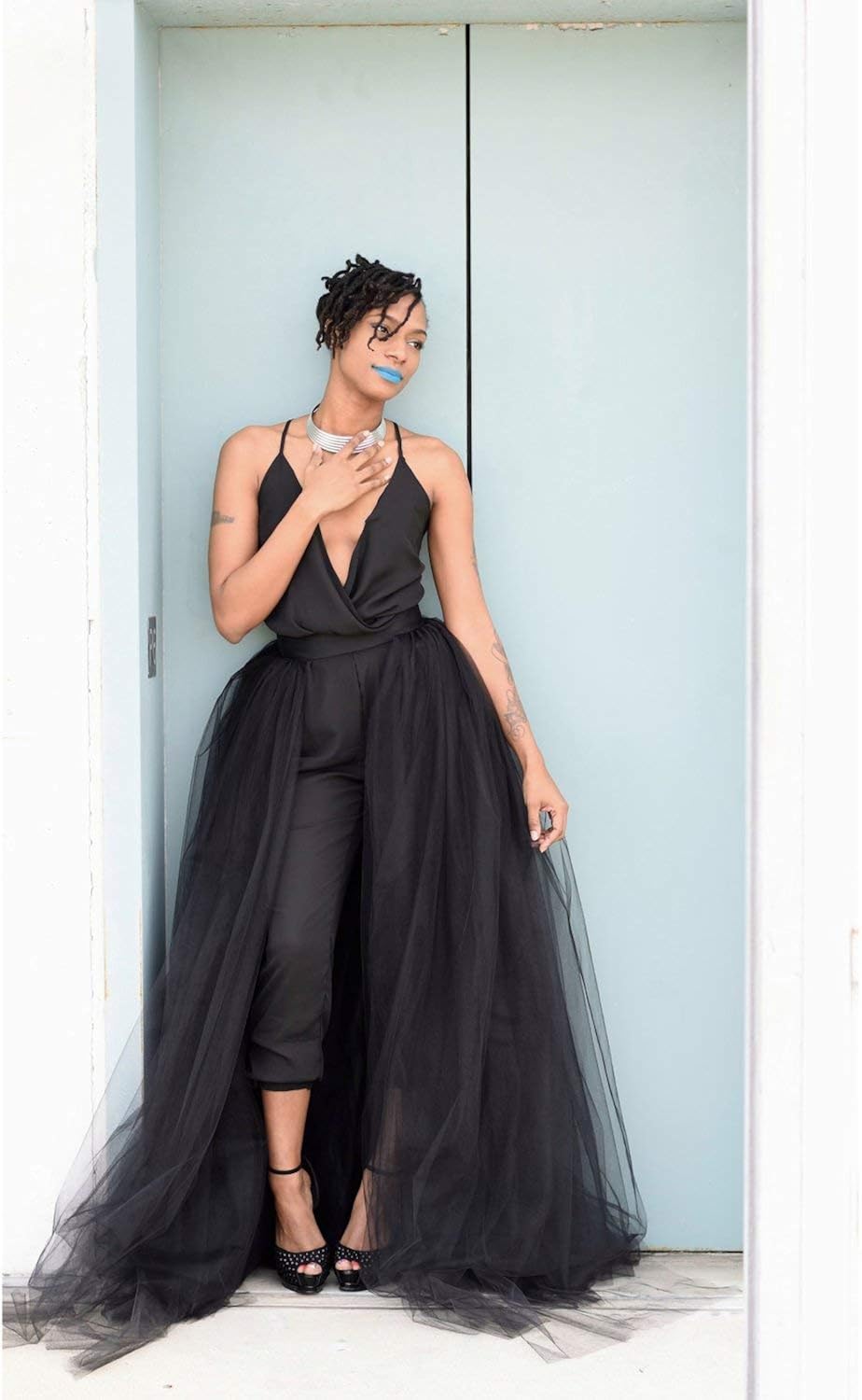 tulle dress with train