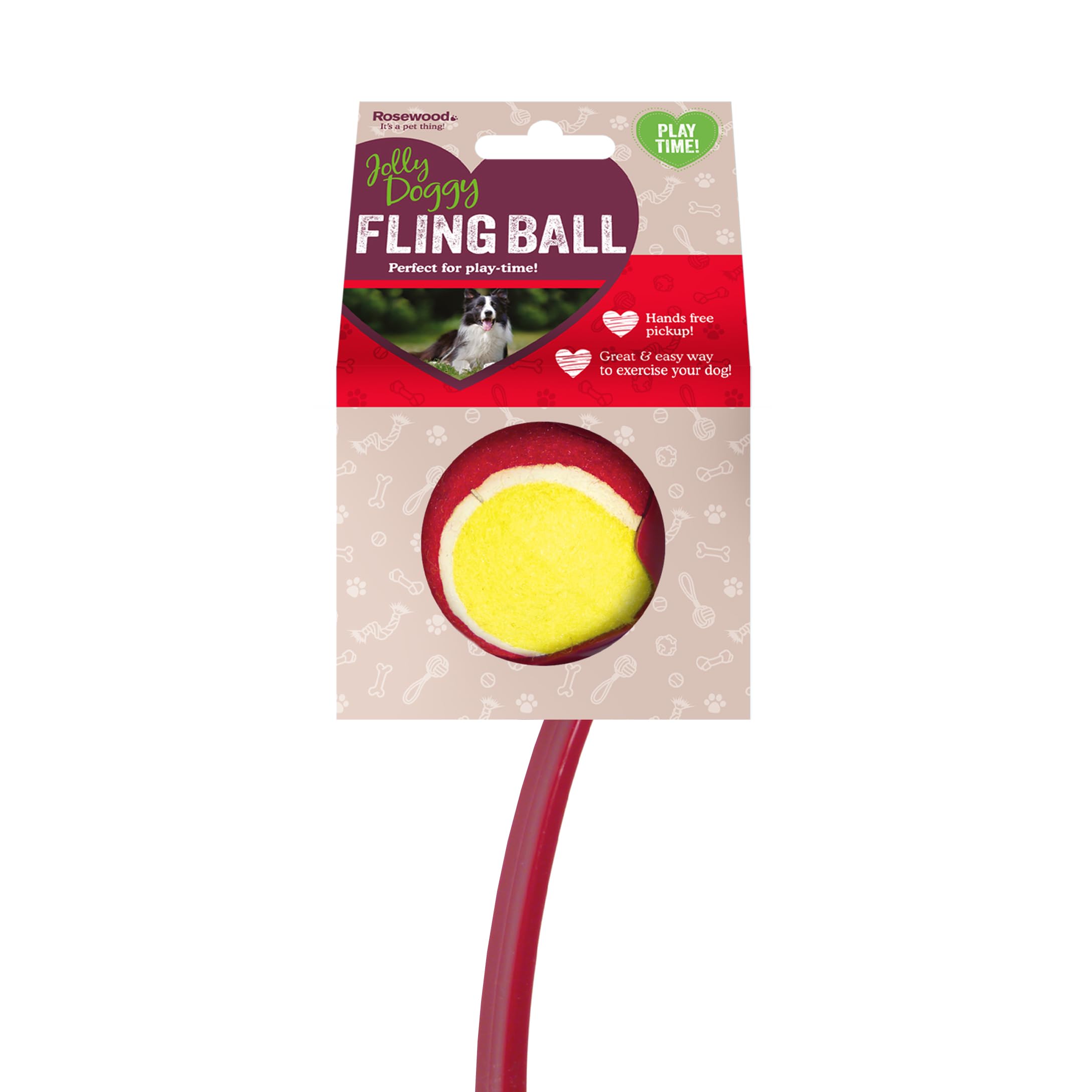 Rosewood Flingball Dog Ball Launcher with Tennis Ball – Durable Throw & Fetch Toy for Dogs, Interactive Outdoor Exercise & Training Aid, Assorted Colours (1pc)