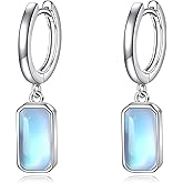 Moonstone/Peridot/Black Onyx/Rose Quartz/Lapis lazuli Earrings Sterling Silver Hoop Leverback Earrings Dangle Drop Earrings Jewelry Birthday Gifts for Women