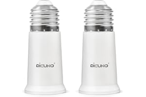 DiCUNO E26 Socket Extender, E26 Standard Medium Base Lamp Bulb Socket Adapter of 5CM/1.97 Inch Extension, Max 200W, Light Bulb Extender, 2 Pcs