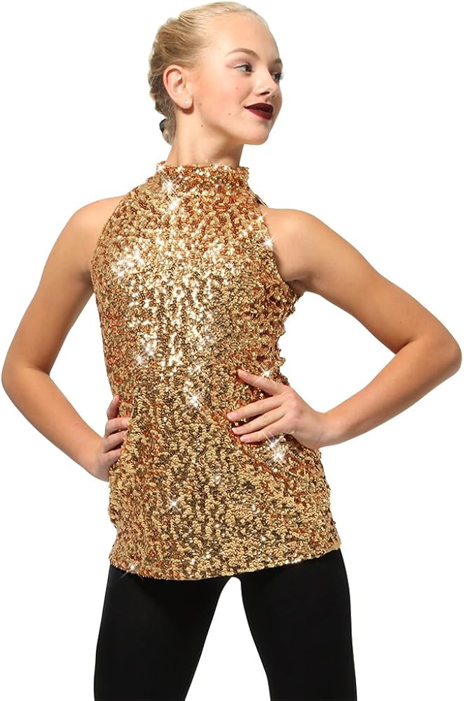 Sequin Dance Costume Tank Just for Kix Dance Top for Girls Sports