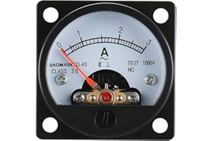 Baomain SO-45 AC 0-3A Round Analog Panel Meter Current Measuring Ammeter Gauge Black