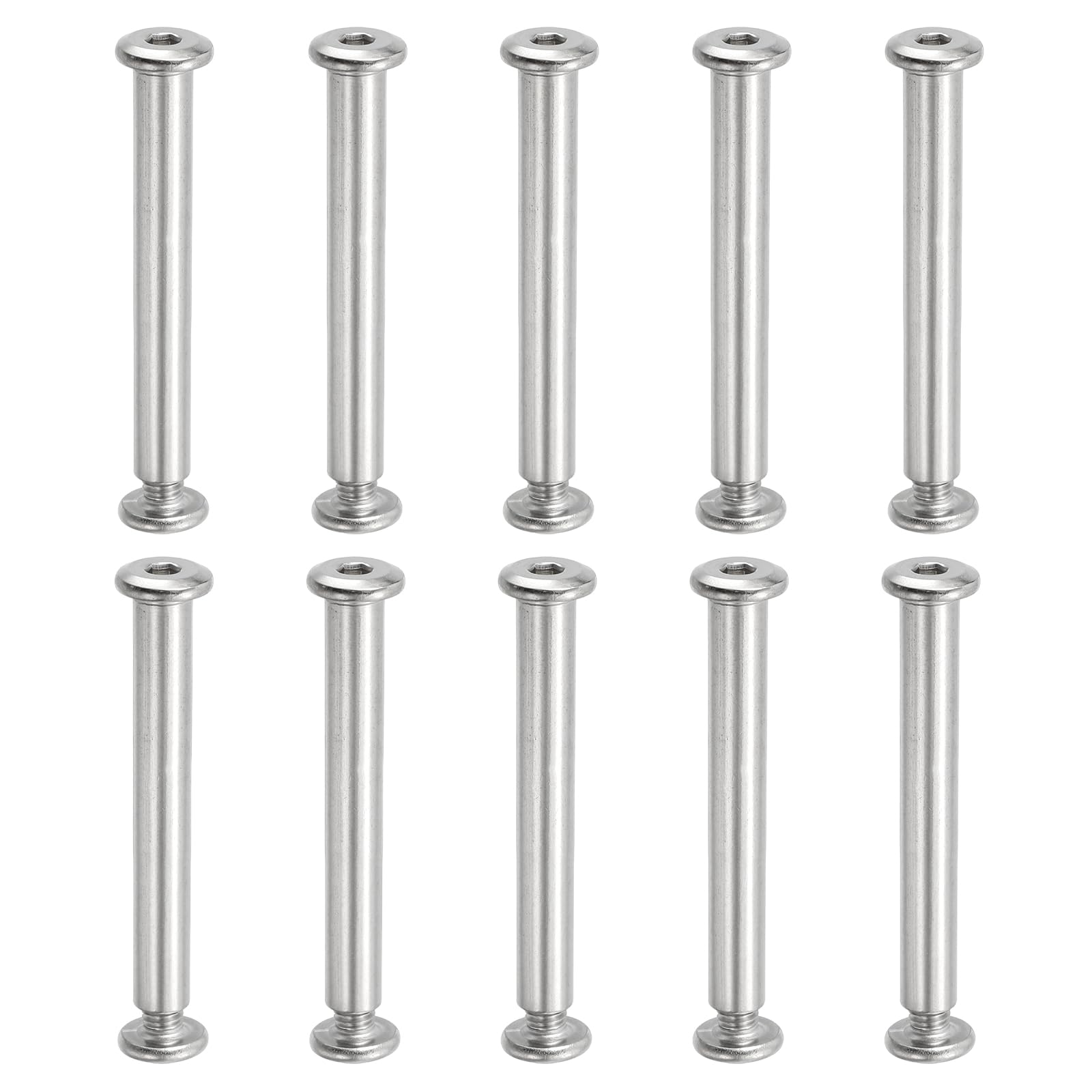 PATIKIL Hex Chicago Screws, 10 Set Binding Screw Posts M6 x 60 mm Connecting Hex Drive Socket Cap Bolt Nuts for Scrapbook Leather Belt Album Photo Furniture Repair, Silver โ image 1