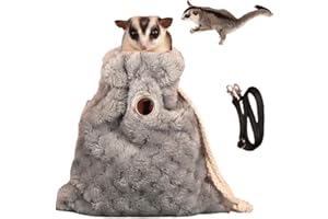 COPFEU Sugar Glider Bonding Pouch - Soft Sleeping Pouch with Breathable Vent & Drawstring Portable Travel Bag Small Animal Carrier for Sugar Glider Squirrel Hamster Rats Hedgehog Bird Parrot (Grey)
