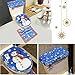 D-FantiX Snowman Toilet Seat Cover and Rug Set Blue Christmas Decorations Home Bathroom Decor Set of 3