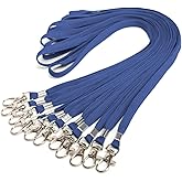 Lanyards 10 Pcs Bulk Lanyard for Id Badges Flat Lanyard with Badge Clip Swivel Hook (10, Navy Blue)